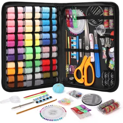 Produktbild von Großes Nähset 213 Teile Premium Nähbedarf 38 XL Garnspulen Schwarz für Reise, Anfänger, DIY, Zuhause