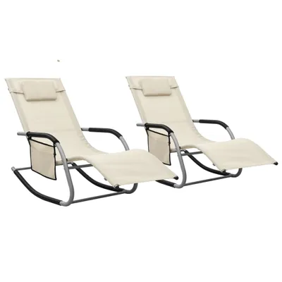 Image de Chaises longues lot de 2 Textilène Crème et gris