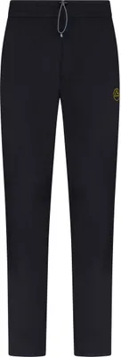 Schwarze Laufhose "Drizzle Overpant M" von La Sportiva; mit elastischem Bund und Logo.