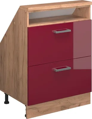 Produktbild von Dachschrägenschrank Vicco Rion Rot Hochglanz mit 2 Schubladen, Model 56084
