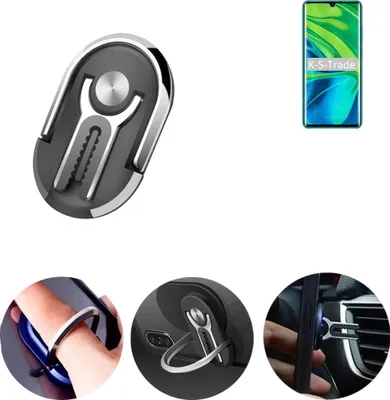 Produktbild von K-S-Trade 3in1 Smartphone-Ring Handy-Ring kompatibel mit Xiaomi Mi Note 10 Fingerhalterung  Handyring Tischständer Lüftungsgitter-Halterung Tisch