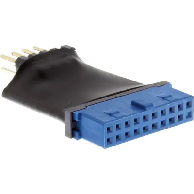 Produktbild von InLine USB 3.0 zu 2.0 Adapter intern, USB 3.0 19pin auf USB 2.0 Pfostenstecker, USB 3.0 19 Pin, USB 2.0 internal, Schwarz, Blau