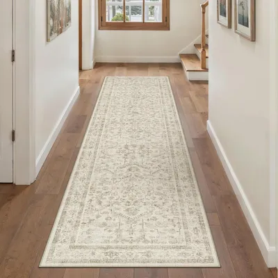 Zdjęcie produktu dla Dywan chodnik 60x240 cm, beżowy, antypoślizgowy, do przedpokoju