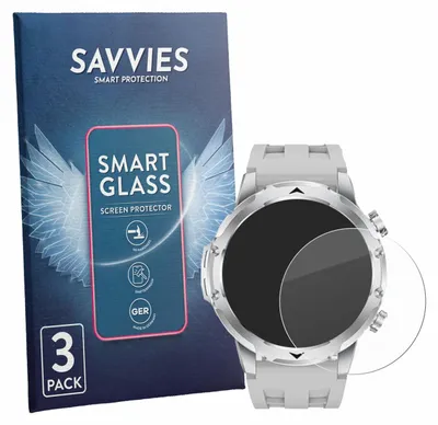 Produktbild von 3x Savvies Schutzglas Folie für FitVigor Smartwatch 1.53" 9H Panzer Schutzfolie Glas Displayschutz klar transparent