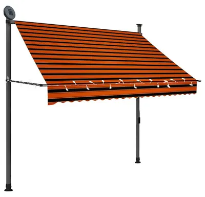 Obrázek produktu pro vidaXL Zatahovací markýza s ručním ovládáním a LED diodami 200 cm oranžovo-hnědá