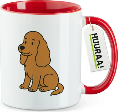 Produktbild von Huuraa Kaffeetasse Cocker Spaniel Comic Cockie 330ml Rot Keramik Kaffeebecher Geschenkidee