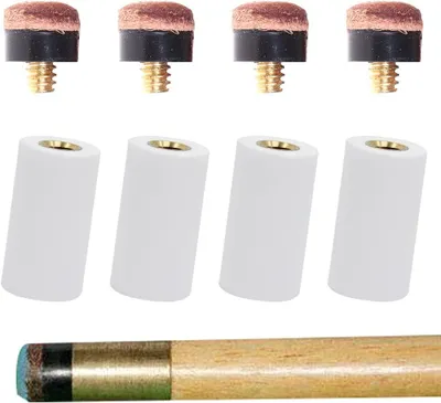 Image de Ensemble de 8 pointes pour queue de billard, diamètre 12 mm – Pointes en cuir à visser avec embouts, pour billard américain et snooker