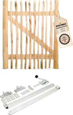 Produktbild von Classic Staketenzaun-Tor Set (silber) aus Edelkastanie, Breite 100 cm, Höhe 120 cm (genagelte Ausführung)