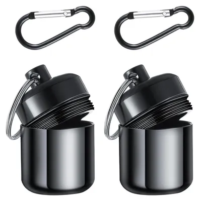 Produktbild von 2er Pack Ohrstöpsel Tragetasche Schlüsselanhänger Wasserdicht Metall Schwarz