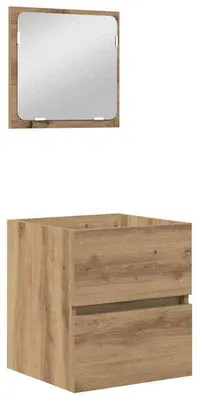 Image de Ensemble de meubles de salle de bain – Meuble-lavabo avec armoire haute et meuble-miroir