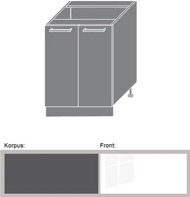 Image de Armoire basse de cuisine pour ligne de cuisine 60cm lava / blanc brillant Nouveau (PN-D11/60)