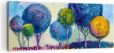 Produktbild von Bild auf Leinwand - Leinwandbild - Bäume Wiese Sommer - 100x40cm - Wand Bild - Wanddeko - Leinwanddruck - Bilder - Kunstdruck - Wanddekoration - Leinwand bilder - Wandkunst - AB100x40-4056