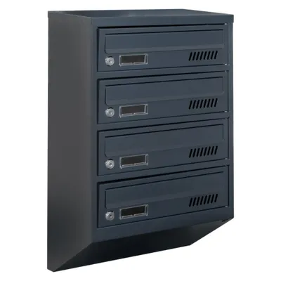 Image de Boîtes aux Lettres avec Fixation Murale Euro GDS 4 RAL 7016 anthracite Bloc de 4 portes
