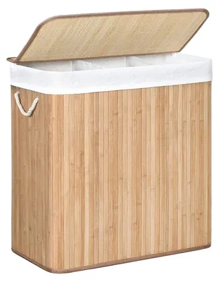 Produktbild von Wäschekorb aus Bambus - Wäschekorb - Naturmaterialien - stabil - Metallgestell - 60x40x61,5 cm