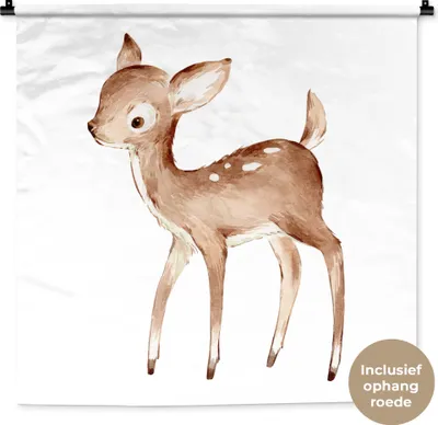 Produktbild von MuchoWow® Wandteppich Wandbehang Hirsche - Aquarell - Weiß 90x90 cm Tapisserie Dekoration Wandtuch - Wandaufhänger