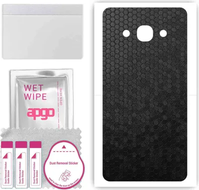 Produktbild von apgo Rückseite Schutzfolie, Skin, kompatibel mit Samsung Galaxy J5 2015, Hinten Displayschutzfolie aus Vinylfolie, kratzfest, einfache Montage - Schwarze Honigwabe