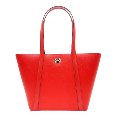 Image de Sac Michael Kors, sac à main, sac cabas Hadleigh LG, sac fourre-tout à poignées, cuir, couleur terracotta