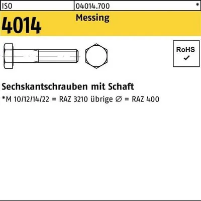 Produktbild von Reyher  Sechskantschrauben ISO 4014 Messing M 10 x 50 Ms (100 Stück)