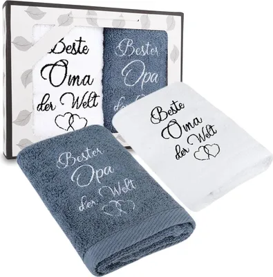 Zdjęcie produktu dla Rebundex Zestaw ręczników dla Babci i Dziadka 35 x 75 cm Prezent Boże Narodzenie Urodziny