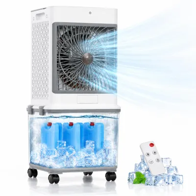 Obrázek produktu pro Mobilní klimatizace 32 l bez odvodní hadice, 70 W, se 4 chladicími boxy, výdrž 30 hodin, tichý ventilátor 30 dB, s vodním chlazením, do bytu, pokojů, 85 cm