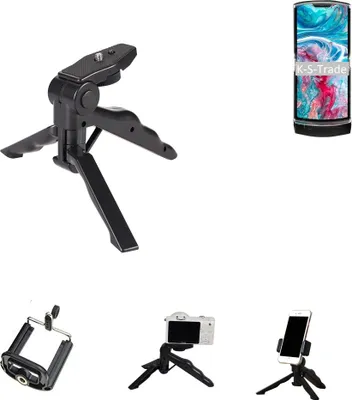 Produktbild von K-S-Trade Stativ Tisch-Ständer Dreibein Handy-Stativ Ständer kompatibel mit Motorola Razr 2019 Mini-Stativ Smartphone Tripod Handy-Stativ aus