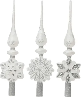 Produktbild von Christbaumspitze Glas Schneeflocke 35cm 1 Stück sortiert - Weiß