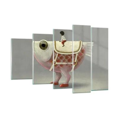 Produktbild von Bilder auf glas - 5 Teile - Surreal Fisch Kind - 150x100cm - Glasbilder - Wandbilder - Bilder - zum Aufhängen bereit - Wanddekoration aus Glas - Glas Bilder - Wandbild auf Glas - GEG150x100-4897