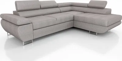 Produktbild von Couchgarnitur ELON Stoff Taupe mit Schlaffunktion Ottomane Rechts