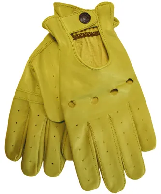 Produktbild von Herren Driving Autofahrer-Handschuhe Lederhandschuhe, Größe:9=L, Farbe:Gelb