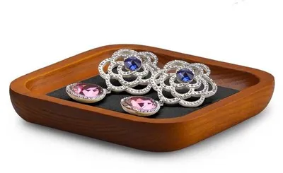 Produktbild von Ibenzoa® Eleganter Schmuck-Organizer aus massivem Holz mit Mikrofaser – für Ringe, Ohrringe, Armbänder, Ketten & Uhren, 10 x 10 x 1,5 bis 35 x 24 x 1,5 cm