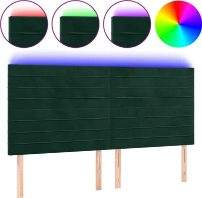Produktbild von vidaXL LED Kopfteil Dunkelgrün 180x5x118/128 cm Samt