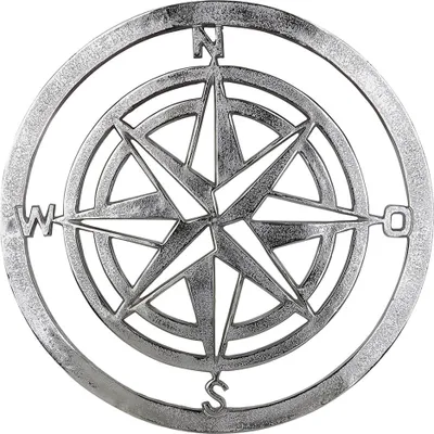Image de GILDE Wandrelief, rund, Windrosenmotiv, Aluminium, silberfarben, , L. 1 cm, D. 50 cm 46006