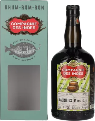 Produktbild von Compagnie des Indes MAURITIUS Single Cask Rum 13 ans Armagnac Finish 53,1% Vol. 0,7l in Geschenkbox