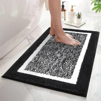 Produktbild von Unyqoos® Weicher und wasserabsorbierender Badezimmerteppich mit rutschfestem Teppich für Dusche und Toilette