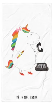 Produktbild von Mr. & Mrs. Panda Strandtuch Einhorn Sekretärin - Weiß - Geschenk, Badehandtuch, Handtuch, Büro, Duschtuch, Steuerkanzlei, Duschhandtuch, Unicorn, Einhörner, Saugstarkes