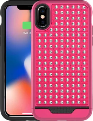 Produktbild von Zizo, Hybrid-Hülle iPhone X stoßfest mit Diamantstruktur, Rosa