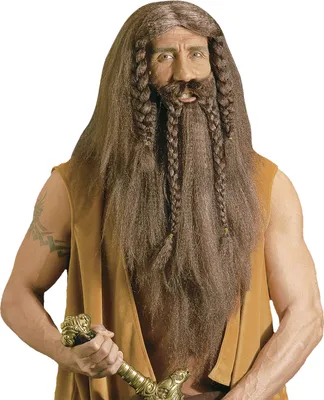 Obrázek produktu pro Hnědá barbarská paruka a plnovous "Barbar"