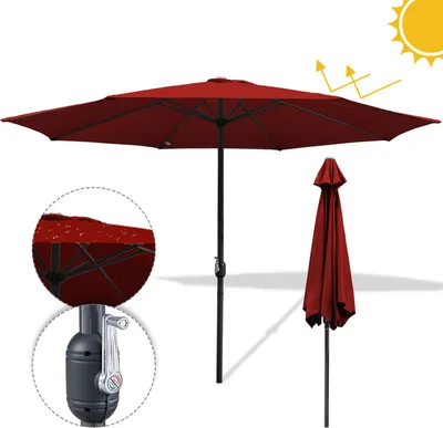 Produktbild von EINFEBEN 3.5m Sonnenschirm Marktschirm mit Handkurbel UV40+ Outdoor-Schirm Terrassen Gartenschirm,Rot