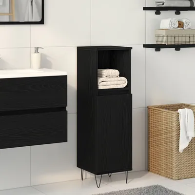 Produktbild von Möbel Badschrank Schwarz Eiche 30x30x100 cm Holzwerkstoff - Badezimmer 862885
