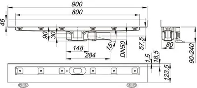 Produktbild von Dallmer Duschrinne CeraLine Plan W 800mm, DN50