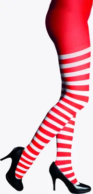 Produktbild von Rot-weiß geringelte Strumpfhose für Faschings- und Karnevalskostüme, ideal für Clowns