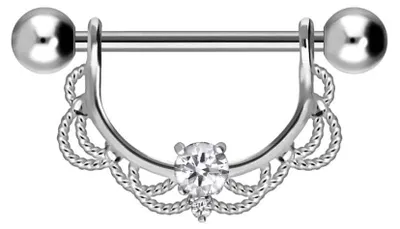 Produktbild von Brustwarzenpiercing, Zungenpiercing, Intim-Piercing Chirurgenstahl Nippelpiercing ORIENTALISCHES DESIGN + KRISTALL Silber Stablänge: mm