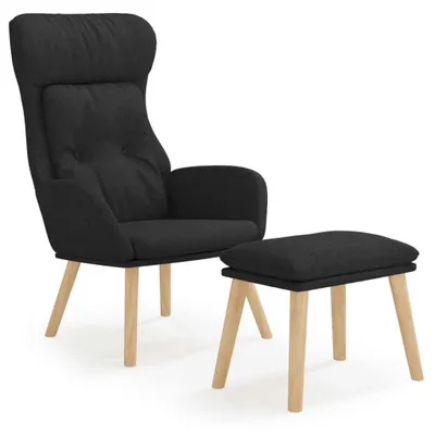 Image de Chaise de relaxation avec repose-pied Noir Tissu