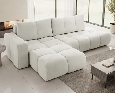 Produktbild von AX LIVING Ecksofa mit Schlaffunktion Hosio 288 cm breit in stilvollem Cremefarbton Links