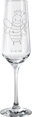Produktbild von Mr. & Mrs. Panda Sektglas Biene König - Transparent - Geschenk, Trinkglas, Sektkelch, Champagnerglas, Glas, Sektflöte