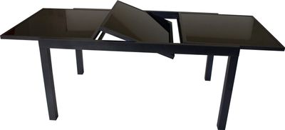 DEGAMO Gartentisch Esstisch Ausziehtisch TORINO 180/240x100cm, Aluminium + Glas schwarz