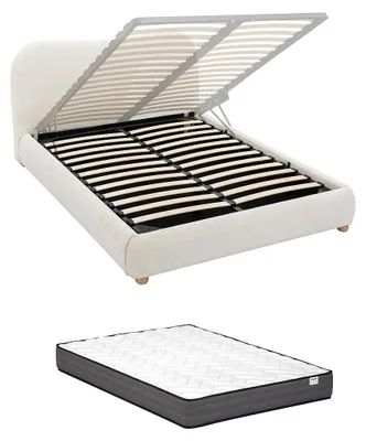 Produktbild von Bett mit Box 140 x 190 cm - Bukla - Weiß + Matratze - VANARI