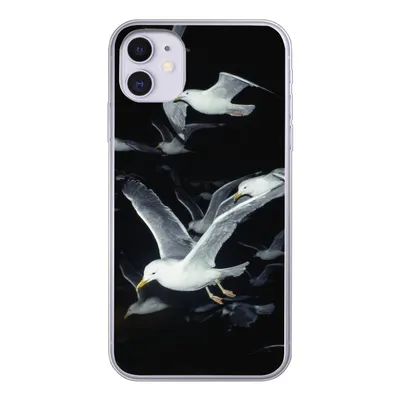Produktbild von MuchoWow® Handyhülle Schutzhülle Hülle für iPhone 11 Vogel - Schwarz - Schwarm Silikon Softcase Handy Hülle - Handytasche