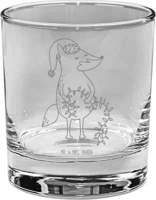 Produktbild von Mr. & Mrs. Panda Tumbler Glas Fuchs Weihnachten - Transparent - Geschenk, für Gin, Heiligabend, gravur, Nikolaus, Longdrinkglas, Winter, Cocktailglas, Weihnachtsmann