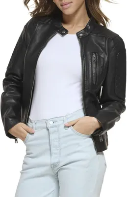 Produktbild von Levi's Size Women's Plus Faux Leather Fashion Quilted Racer Jacket, Black, 3X